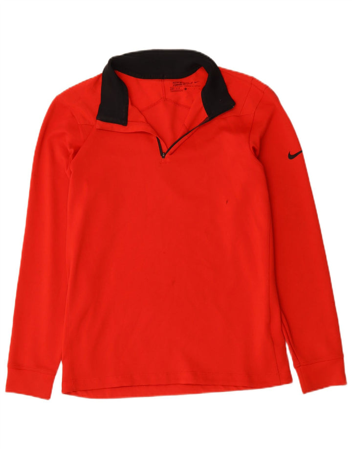 Nike Herre Dri Fit Zip Neck Top Langærmet Lille Rød Polyester