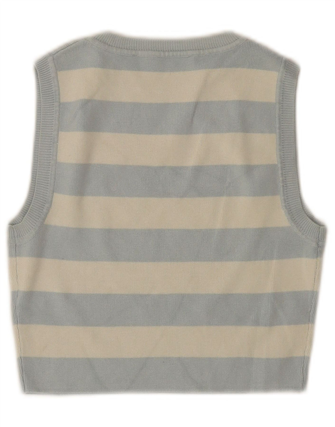 ZARA Dame Crop Vest Tank Top UK 12 Medium Blue Striped Viscose