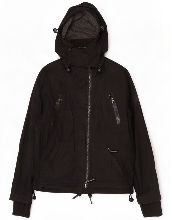 Superdry Dame Hooded Windbreaker Coat UK 42 XL Sort Polyester