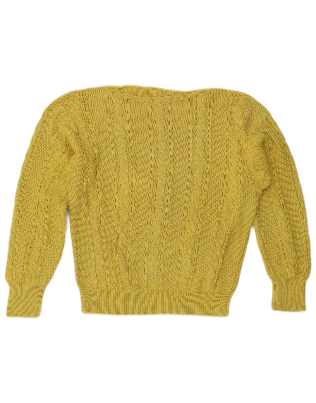VINTAGE Dame Boat Neck Jumper Sweater UK 14 Medium Yellow