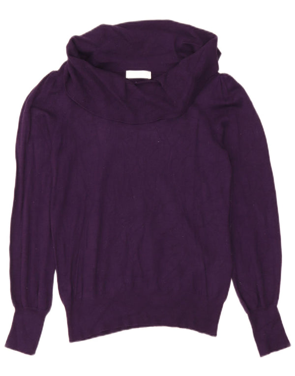 Marks & Spencer Dame Rullehals Sweater UK 12 Medium Lilla Viscose