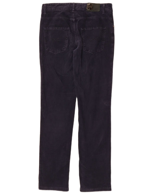 Trussardi Womens Slim Corduroy Trousers W26 L29 Navy Blue