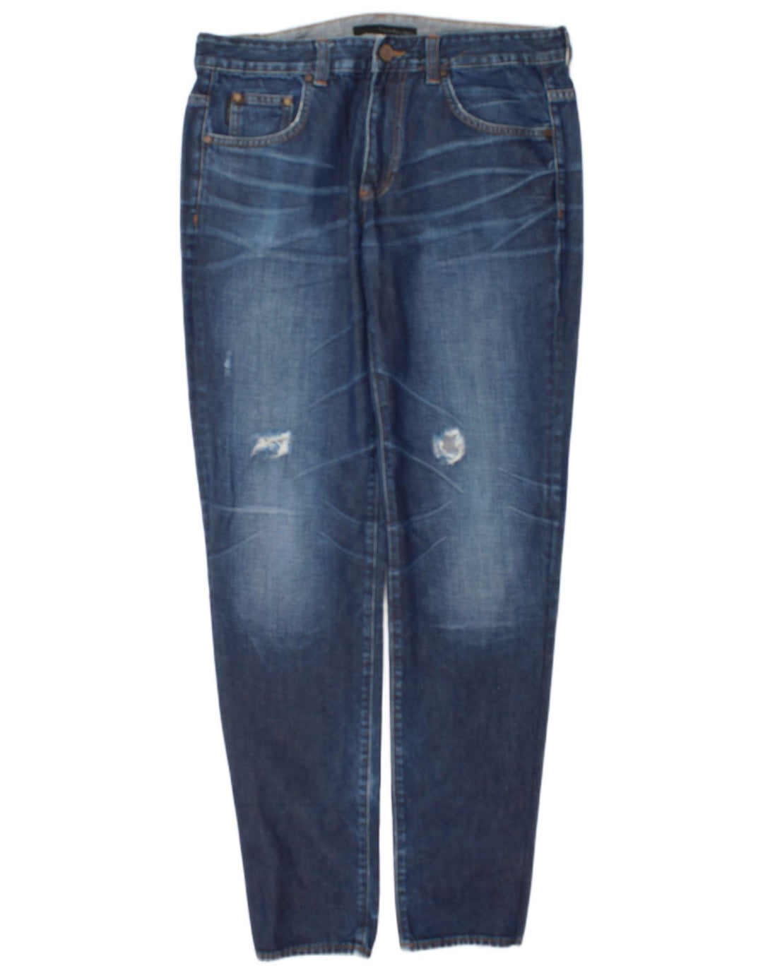 Calvin Klein Herre Distressed Regular Slim Jeans W32 L34 Blå Bomuld