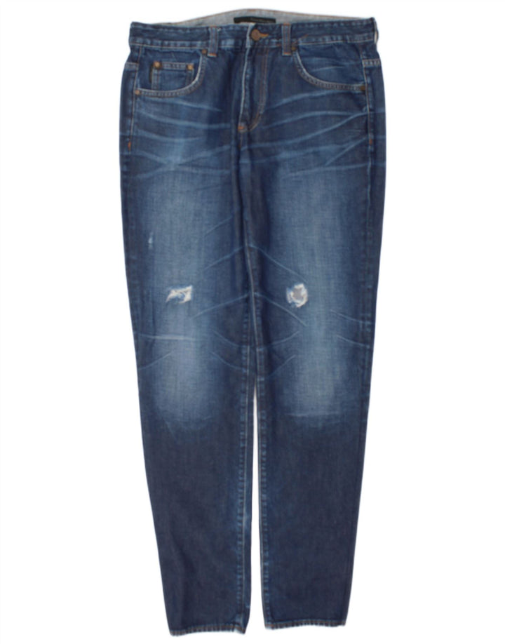 Calvin Klein Herre Distressed Regular Slim Jeans W32 L34 Blå Bomuld