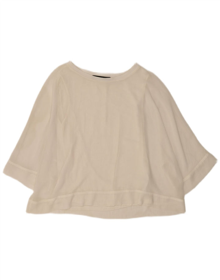 Zara Dame 3/4 ærmet bluse Top UK 14 Medium White Polyester