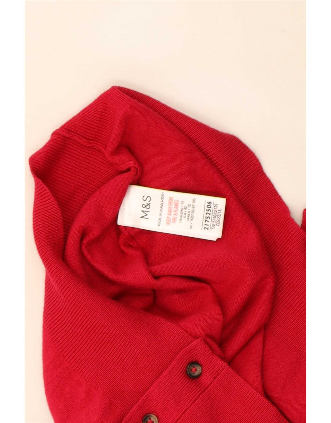 Marks & Spencer Dame Cardigan Sweater UK 14 Large Red Viscose