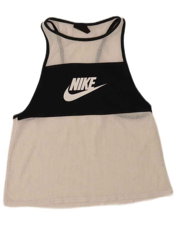 Nike Dame Grafisk Vest Top UK 14 Medium White Colourblock Sports