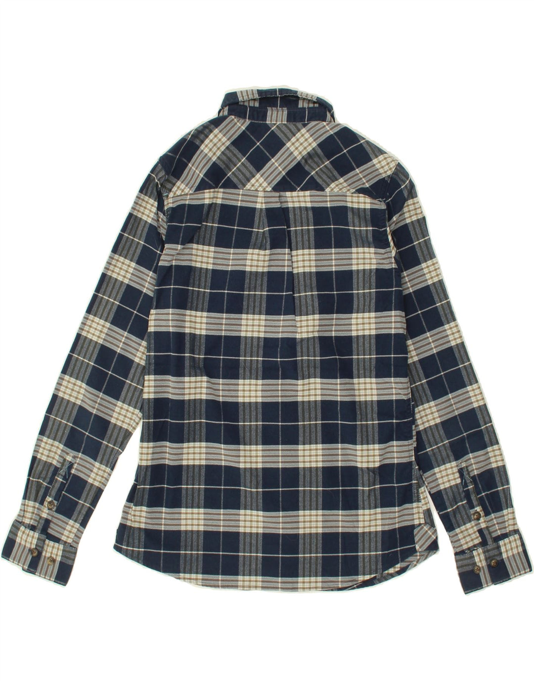 L.L.BEAN Womens Flannel Shirt UK 8 SmalL Navy Blue Check Polyester Vintage L.L.Bean and Second-Hand L.L.Bean from Messina Hembry 