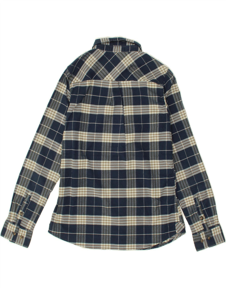 L.L.BEAN Womens Flannel Shirt UK 8 SmalL Navy Blue Check Polyester Vintage L.L.Bean and Second-Hand L.L.Bean from Messina Hembry 