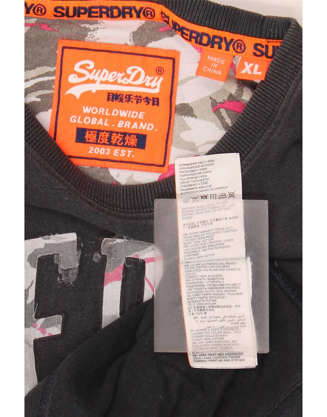Superdry Grafisk T-shirt top til mænd XL sort bomuld