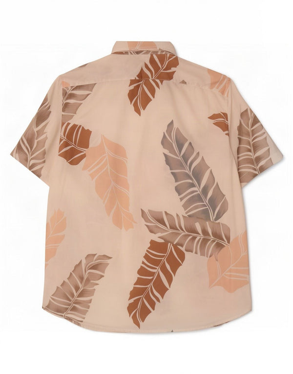 Benetton Herre Hawaii kortærmet skjorte 3XL Off White Blomsterbomuld