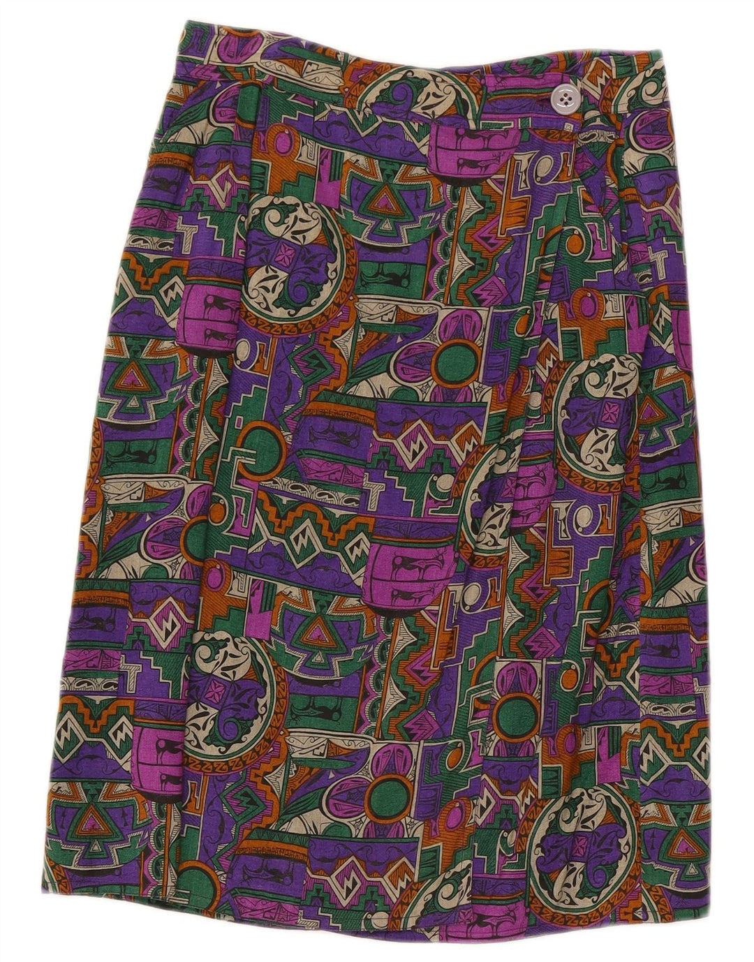 Vintage kvindeomslagsnederdel W28 Medium flerfarvet geometrisk
