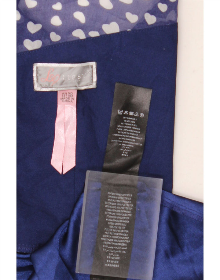 Lipsy Womens Abstrakt A-Line Kjole UK 12 Medium Blue Polyester