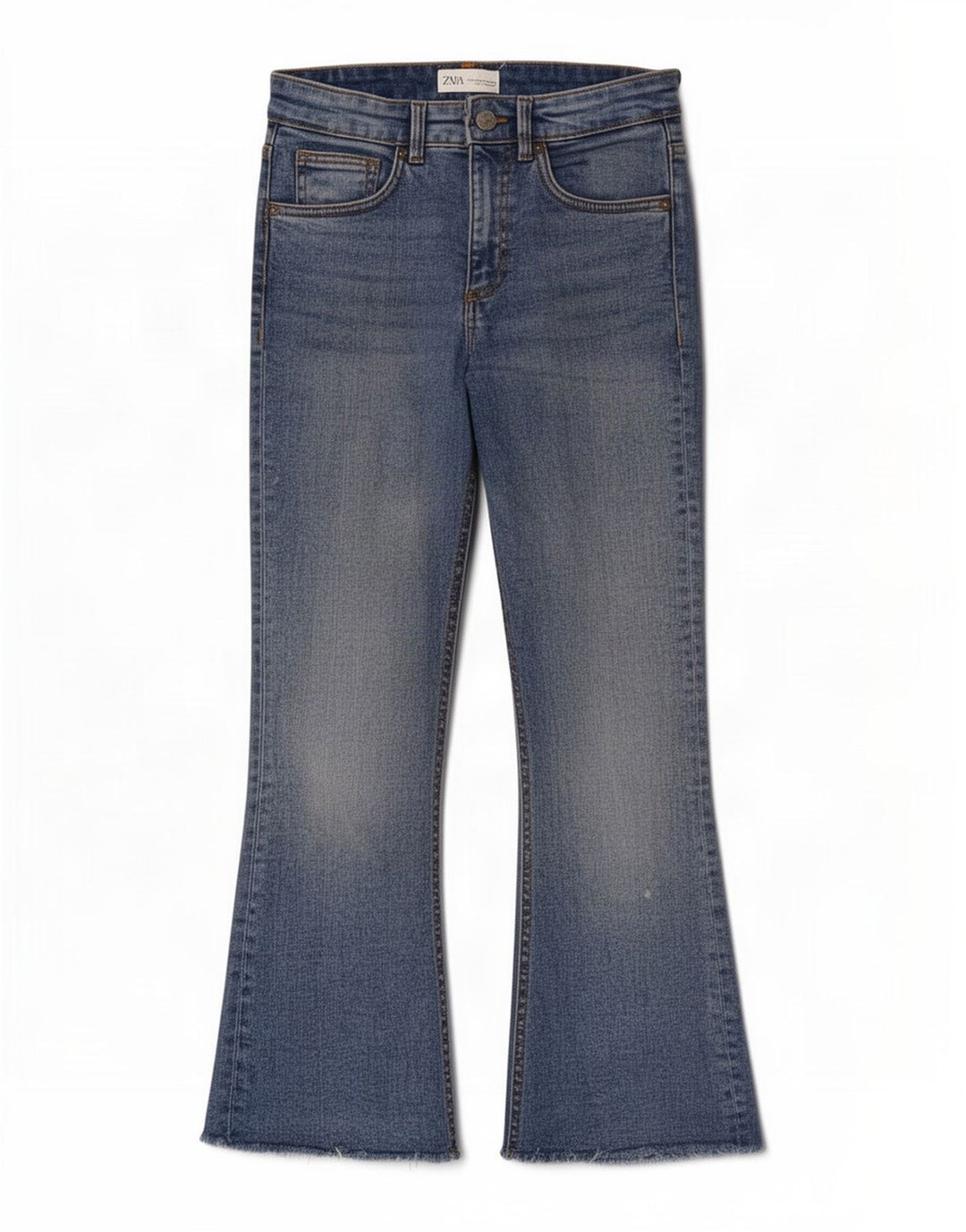Zara Dame Flared Jeans EU 38 Small W26 L26 Blå Bomuld
