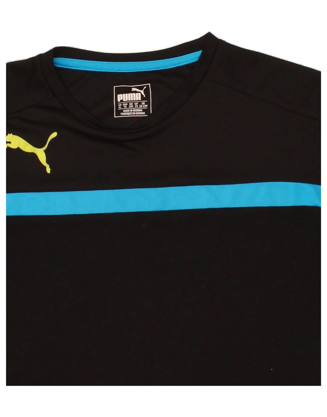 PUMA Boys T-Shirt Top 13-14 Years Black Striped Vintage Puma and Second-Hand Puma from Messina Hembry 