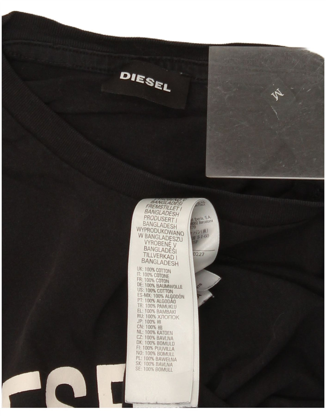 DIESEL Herre grafisk T-shirt Top Medium Sort Bomuld