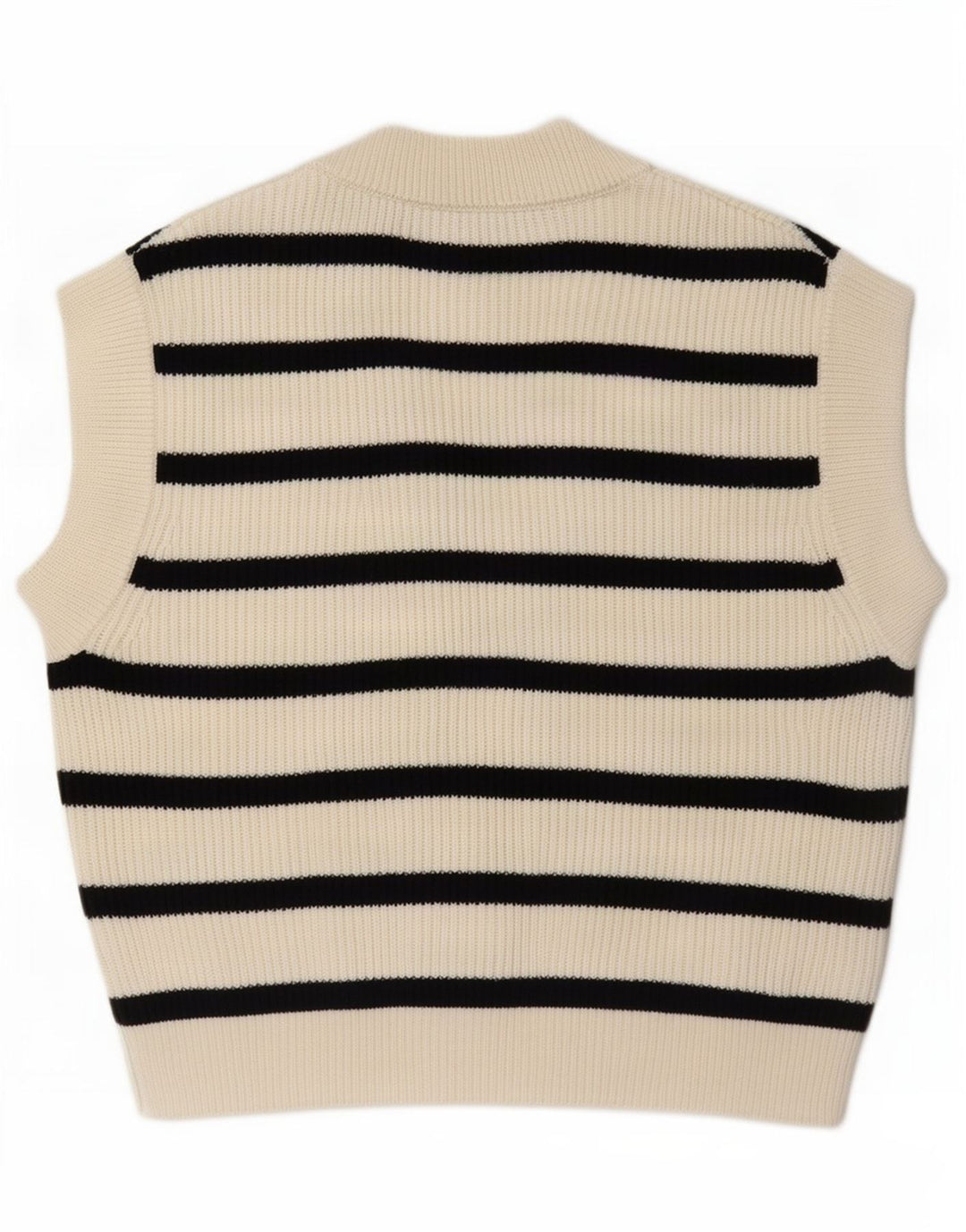 Zara Dame Vest Tank Top UK 14 Medium Off White Stribet polyester