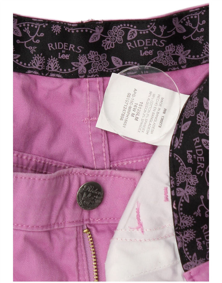 Lee Womens Riders Capri Bukser US 16 2XL W36 L22 Pink Bomuld