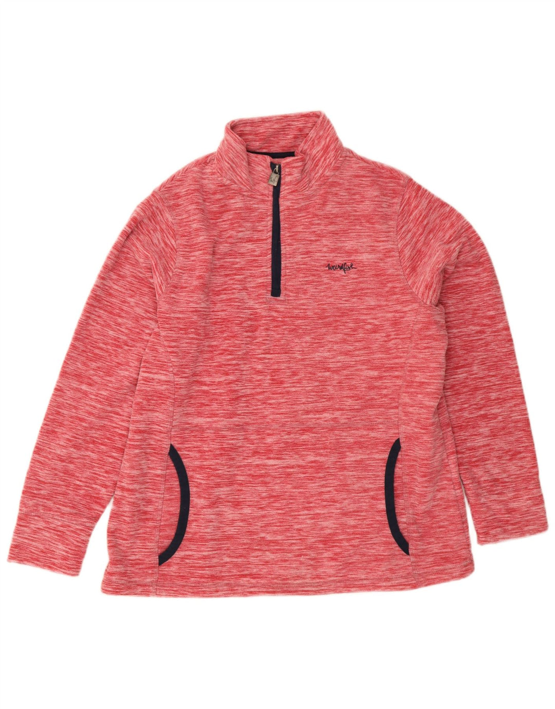 Weird Fish Womens Zip Neck Sweatshirt Jumper UK 16 Large Red Flecked