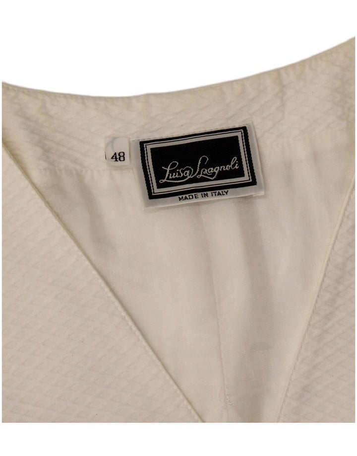 Luisa Spagnoli Dame 5-knaps blazerjakke IT 48 XL Hvid Argyle/Diamant