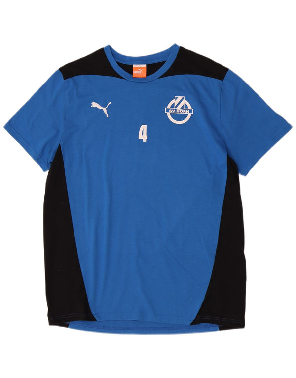 Puma Herre Grafisk T-Shirt Top Stor Blå Colourblock Polyester Sports