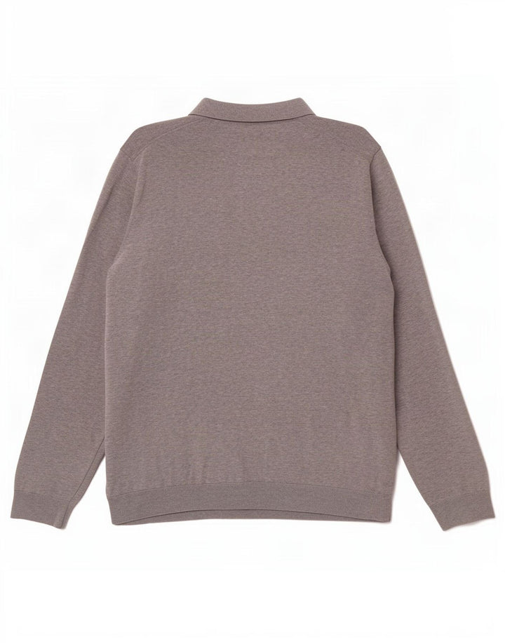 Marks & Spencer Herre Polo Neck Jumper Sweater 2XL Grå Bomuld