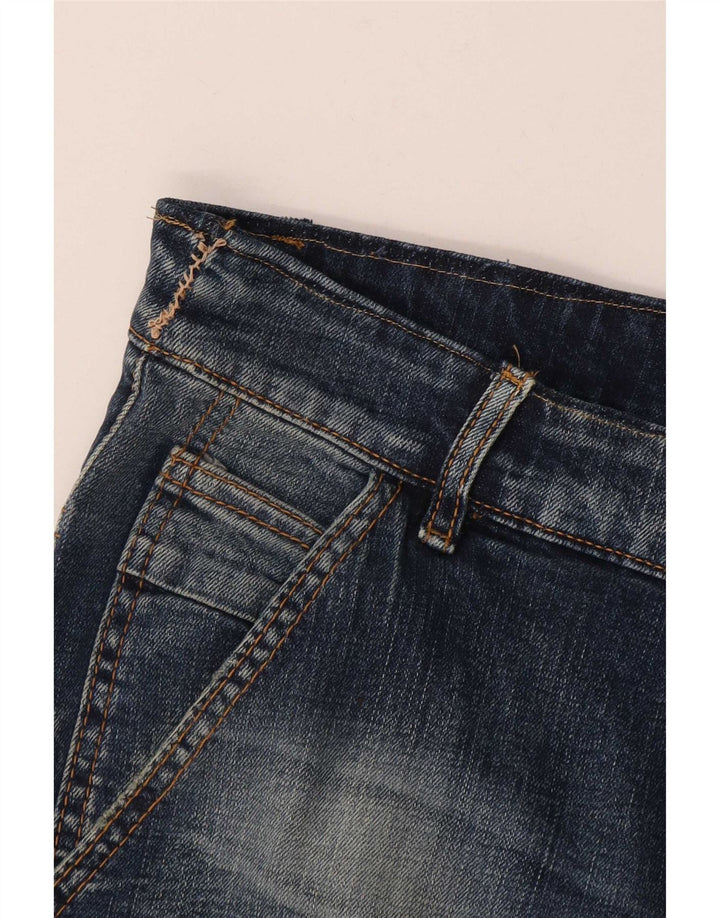 Zara Mens Crop Distressed Slim Jeans W32 L24 Blå