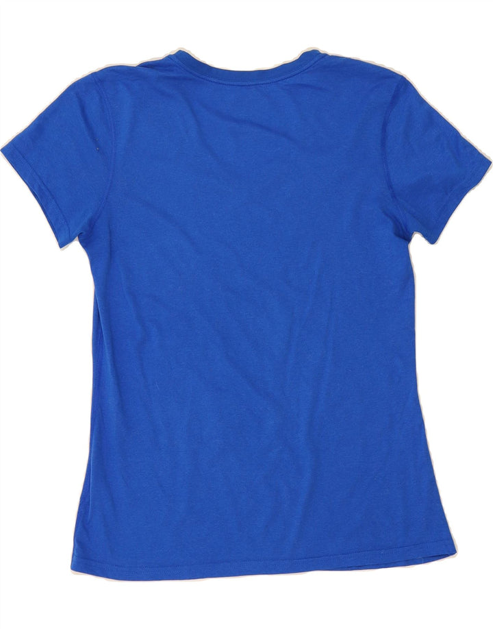 NIKE Dame Dri Fit Regular Fit T-Shirt Top UK 12 Medium Blue Polyester