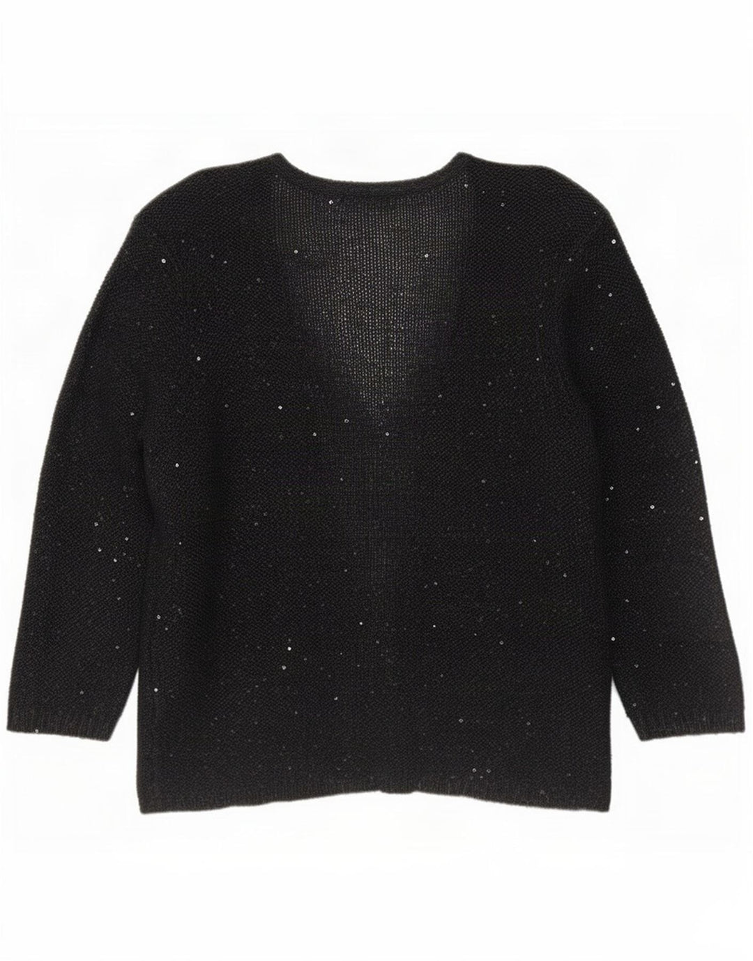 Marks & Spencer Dame Cardigan Sweater UK 14 Large Black Flecked Polyester