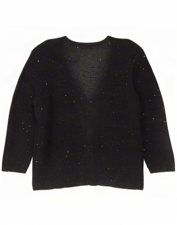 Marks & Spencer Dame Cardigan Sweater UK 14 Large Black Flecked Polyester