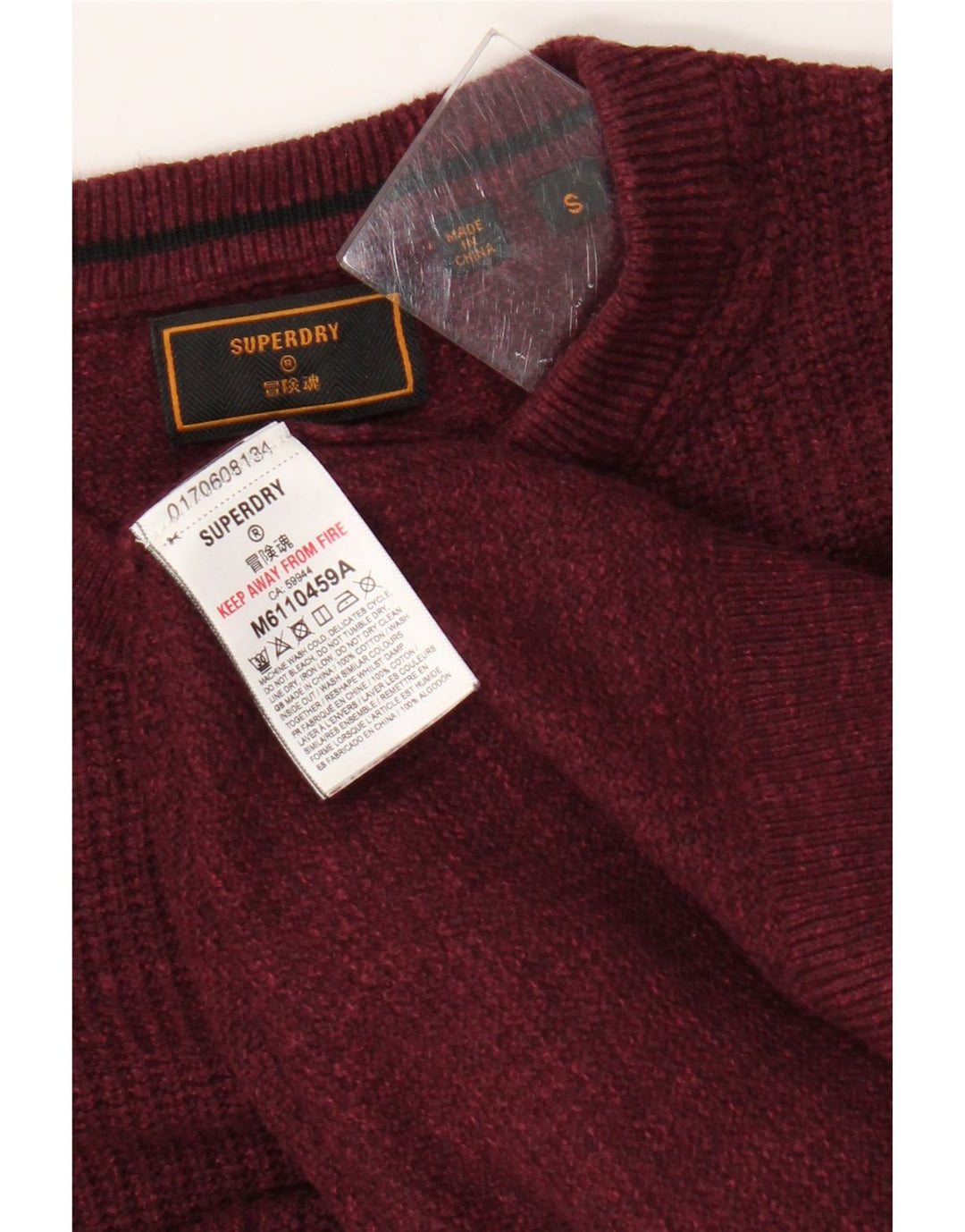Superdry Sweater med rund hals til mænd Lille Bourgogne bomuld