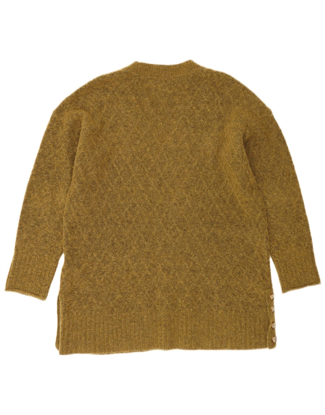 Fat Face Dame V-hals Jumper Sweater UK 14 Stor Khaki Polyester