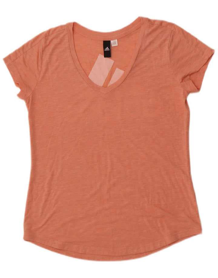 Adidas Dame Grafisk T-Shirt Top UK 14 Medium Orange