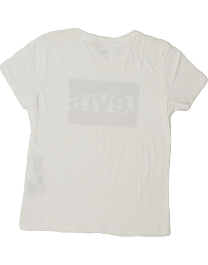 LEVI'S Womens Graphic T-Shirt Top UK 10 Small White Cotton Vintage Levi's and Second-Hand Levi's from Messina Hembry 