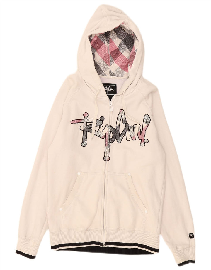 Rip Curl Herre grafisk hættetrøje med lynlås lille hvid bomuld