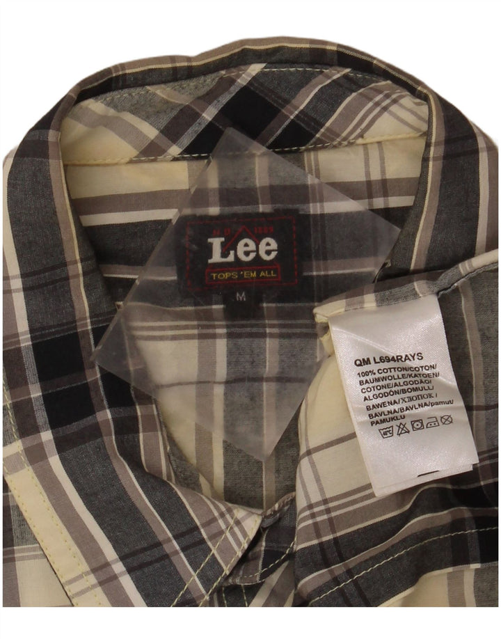 Lee Kortærmet Militærskjorte til mænd Medium Beige Plaid Bomuld