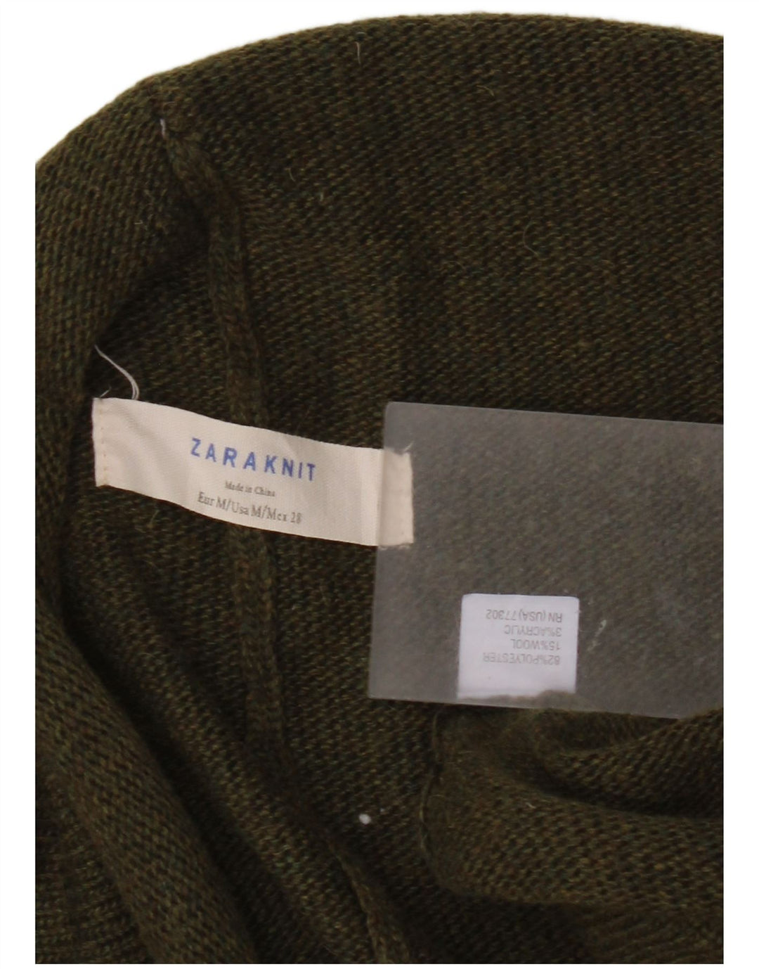 Zara Dame Poncho Cardigan Sweater UK 14 Medium Khaki Polyester