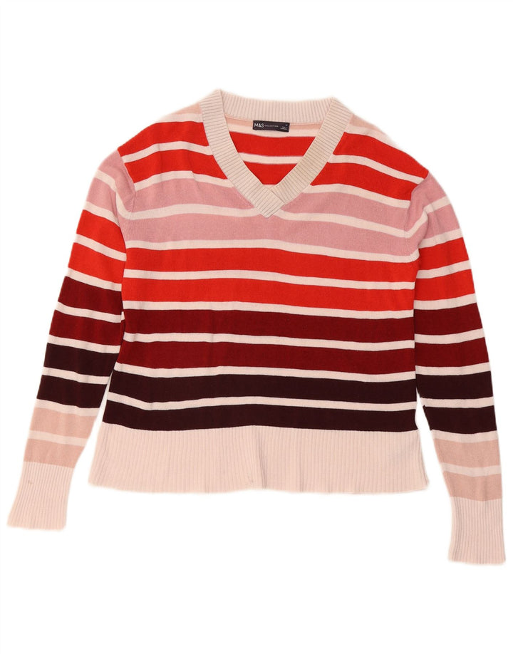 Marks & Spencer Dame V-hals sweater UK 12 Medium Flerfarvet