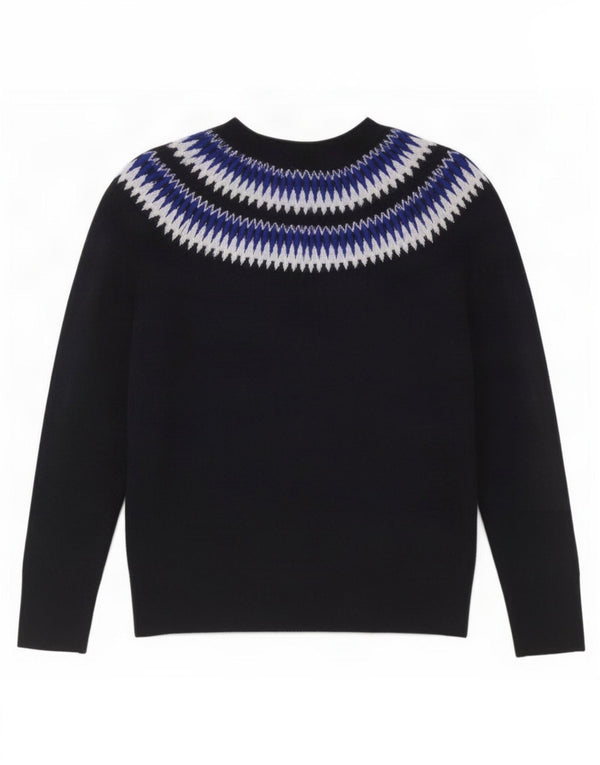Hobbs Dame Boat Neck Jumper Sweater UK 14 Medium Navy Blue Fair Isle