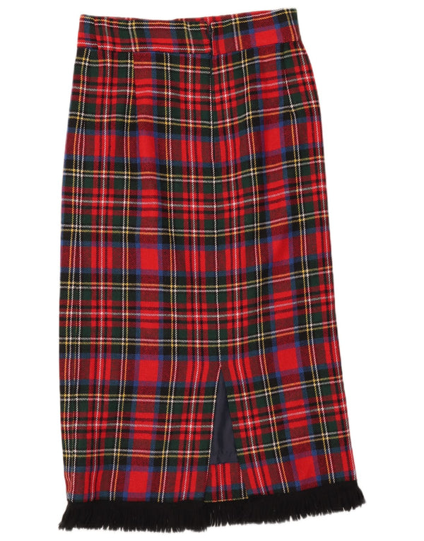 Vintage kvinders højtaljede midi-nederdel W30 Medium rød plaid