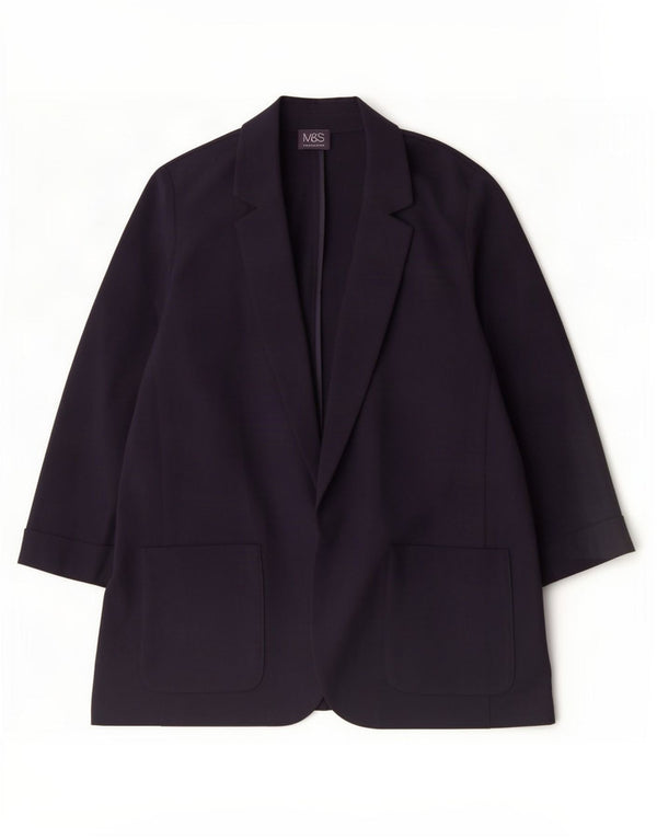 Marks & Spencer Dame 3/4-ærmet åben blazerjakke UK 16 Large Navy Blue