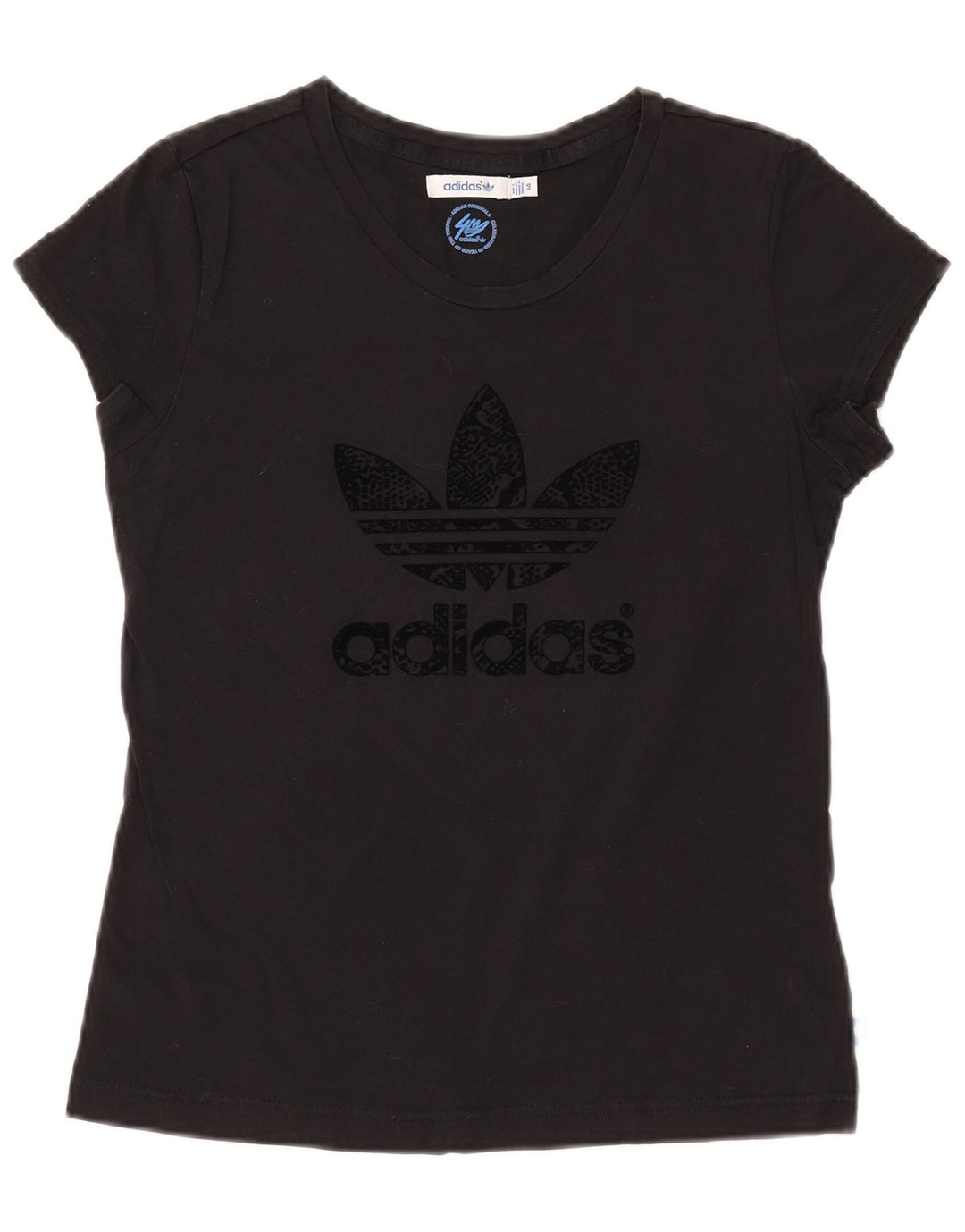 ADIDAS Grafisk T-shirt top til kvinder IT 40 Lille sort bomuld