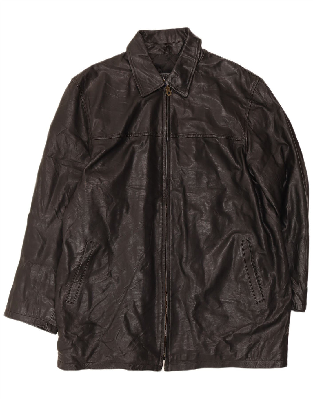 VINTAGE Herre Læderfrakke UK 44 2XL Sort