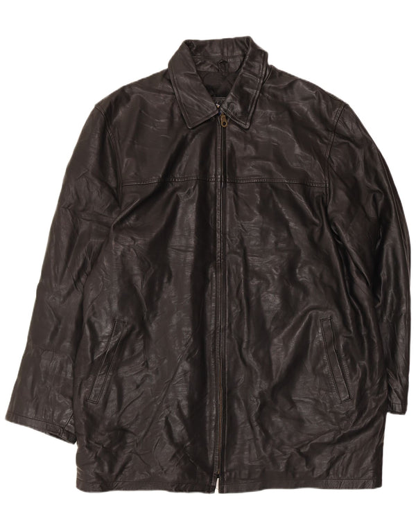 VINTAGE Herre Læderfrakke UK 44 2XL Sort