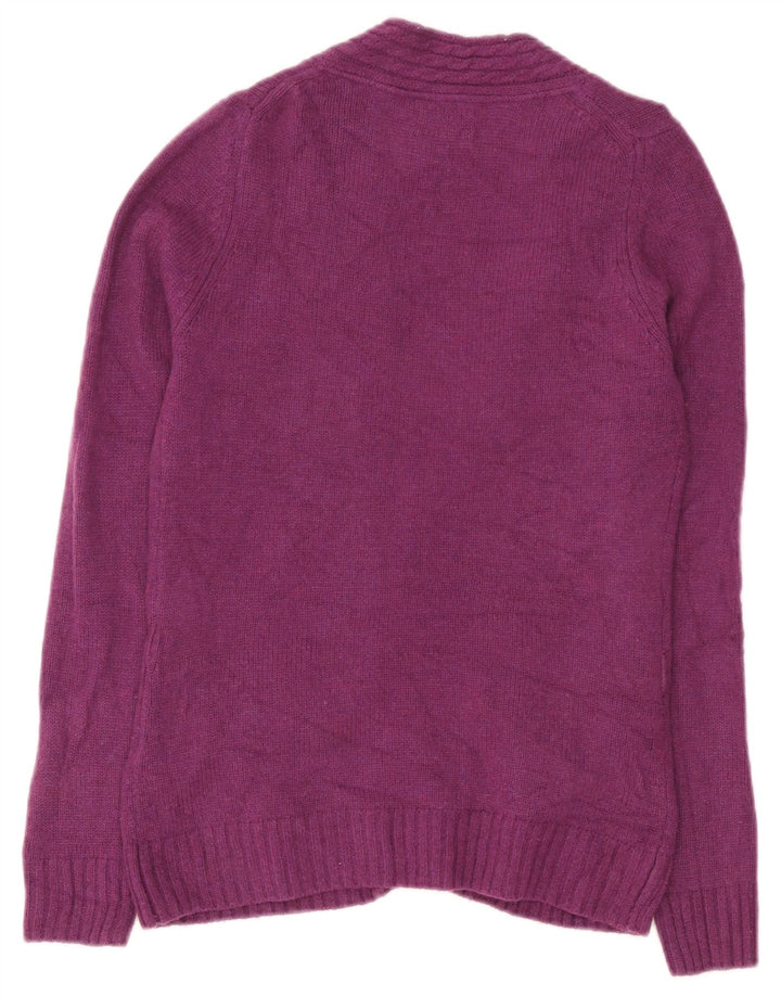 Massimo Dutti Dame Open Cardigan Sweater UK 12 Medium Lilla Uld