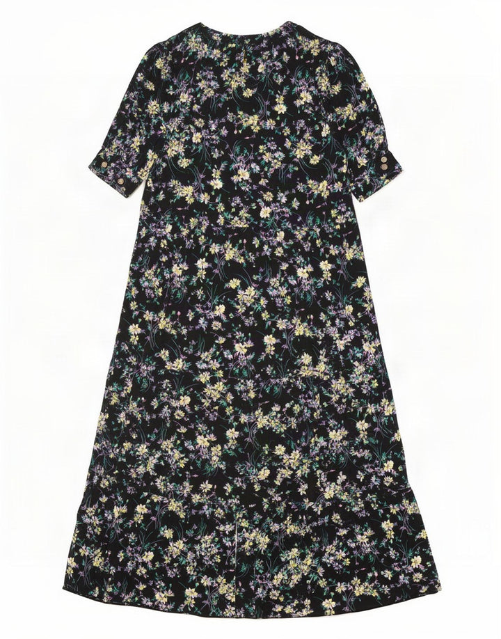 Marks & Spencer Dame Maxi Dress UK 12 Medium Black Floral Viscose