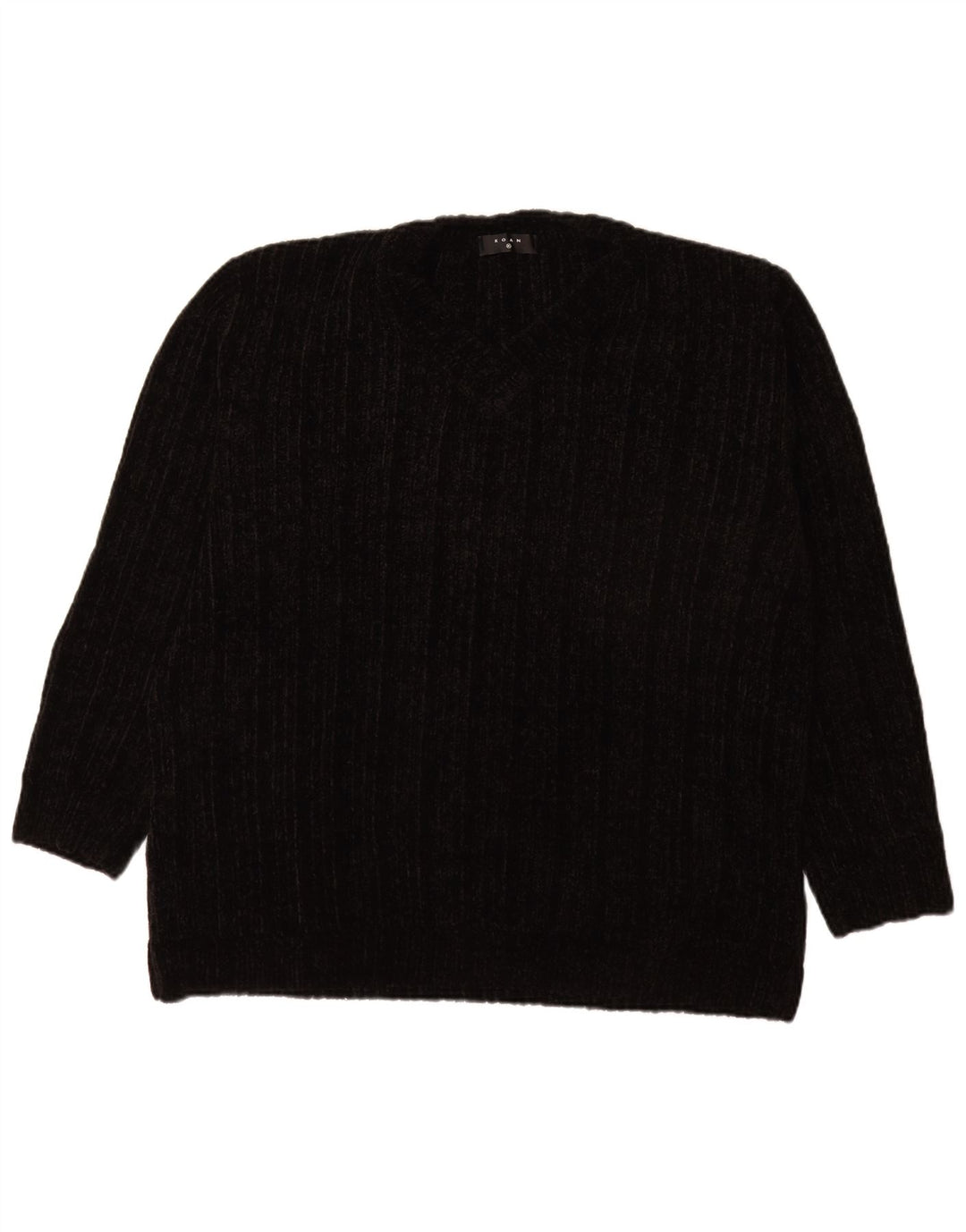 Vintage herre V-hals sweater XL sort akryl