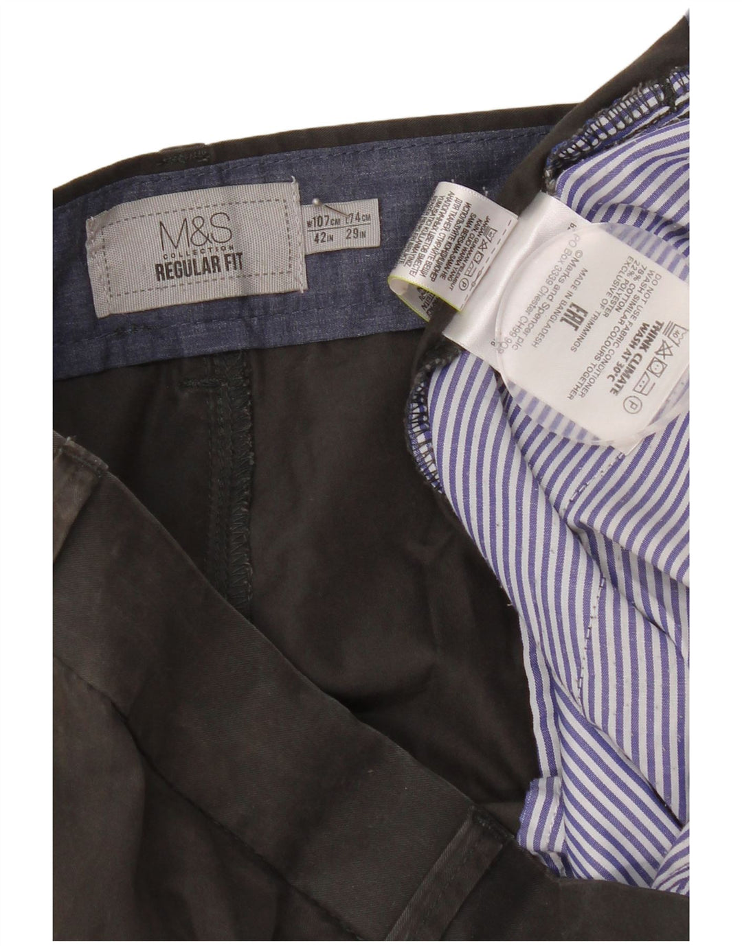 Marks & Spencer Herre Regular Fit Chinobukser W42 L29 Grå Bomuld
