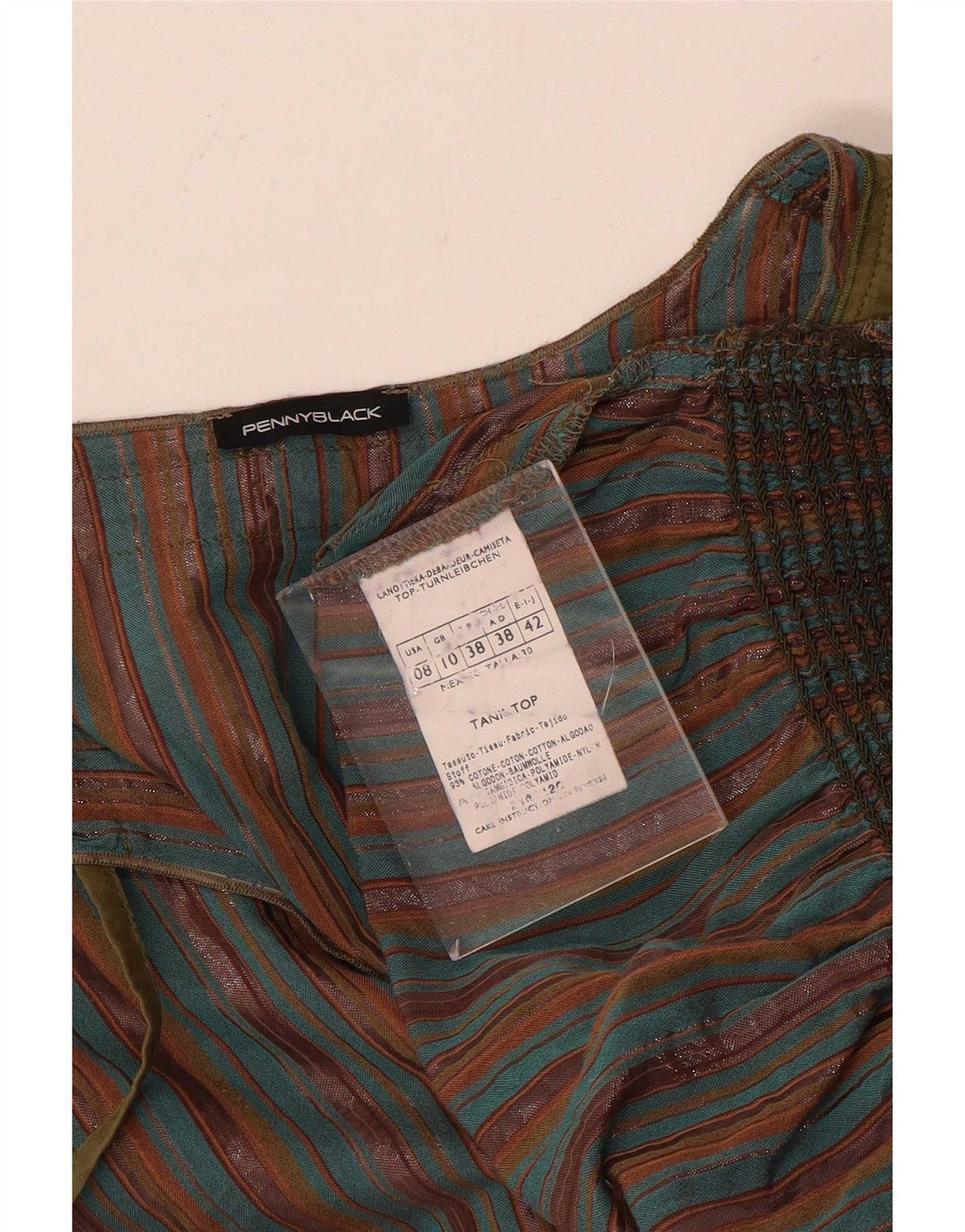 Penny Black Damebluse Top UK 10 Lille flerfarvet stribet bomuld