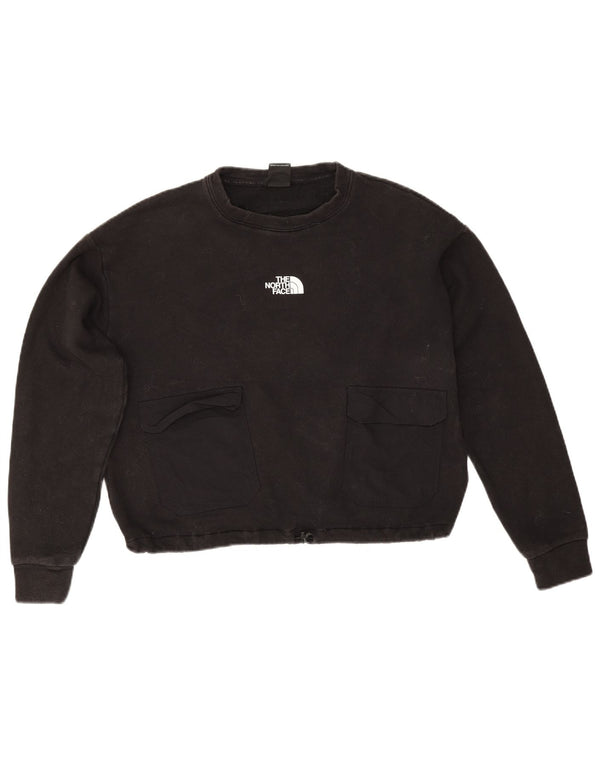 The North Face Womens Crop Sweatshirt Jumper UK 16 Large Black Bomuld